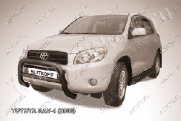 29 899 р. Защита переднего бампера кенгурятник d76 низкий Slitkoff  Toyota RAV4  XA305 (2005-2009) 5 дв. дорестайлинг (нержавейка с полимерным покрытием в цвет черный)  с доставкой в г. Москва