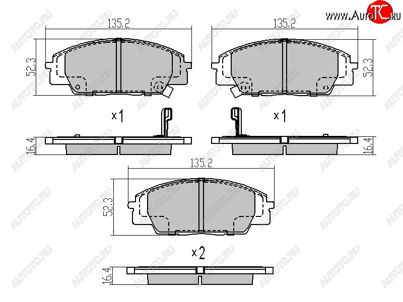 1 299 р. Колодки тормозные перед FL-FR SAT  Honda Civic ( FN,  FK,FN) (2005-2012) купе дорестайлинг, хэтчбэк 5 дв. дорестайлинг, купе рестайлинг, хэтчбэк 5 дв. рестайлинг  с доставкой в г. Москва