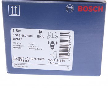 1 289 р. Колодки тормозные передние (4шт.) BOSCH  Mitsubishi Colt (CA0 хэтчбэк 3 дв.,  CJ0 хэтчбэк 3 дв.,  Z20, Z30 хэтчбэк 3 дв.,  Z30), Lancer (7,  8,  9,  10)  с доставкой в г. Москва. Увеличить фотографию 4