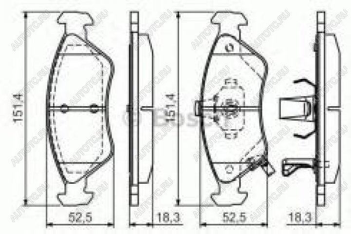 1 329 р. Колодки тормозные передние (4шт.) BOSCH  KIA Clarus ( K9A,  GC) (1996-2001) седан дорестайлинг, седан рестайлинг, универсал рестайлинг  с доставкой в г. Москва