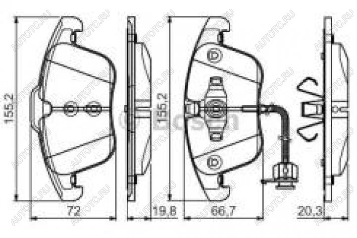 4 199 р. Колодки тормозные передние (4шт.) BOSCH Audi A4 B8 дорестайлинг, седан (2007-2011)  с доставкой в г. Москва