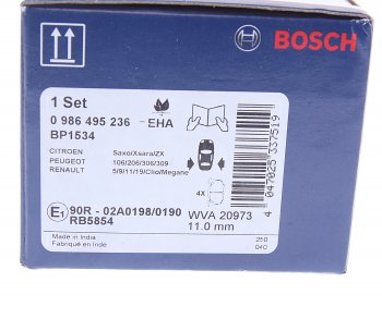 829 р. Колодки тормозные задние (4шт.) BOSCH  Peugeot 206 ( универсал,  хэтчбэк 3 дв.,  хэтчбэк 5 дв.) (2002-2009), Peugeot 306 (1993-2002), Renault Megane ( BA,DA,LA,  LA,  BA,LA,  KA) (1995-2003)  с доставкой в г. Москва. Увеличить фотографию 3