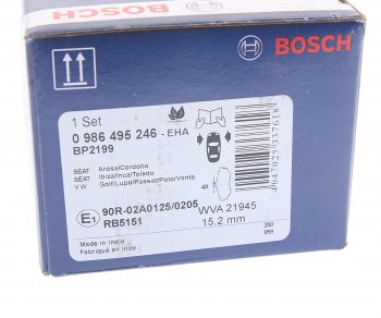 1 559 р. Колодки тормозные передние (4шт.) BOSCH Volkswagen Polo 9N1 хэтчбэк 5 дв. дорестайлинг (2001-2005)  с доставкой в г. Москва. Увеличить фотографию 4