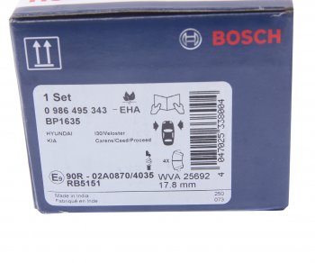 2 659 р. Колодки тормозные (4шт.) R15 BOSCH  Hyundai Elantra ( XD,  MD,  AD,  CN7) (2008-2025), Hyundai I30 ( FD,  2 GD,  3 PD) (2010-2020), KIA Ceed ( 2 JD,  3 CD) (2012-2025)  с доставкой в г. Москва. Увеличить фотографию 4