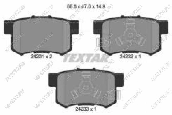 3 099 р. Колодки тормозные задние (4шт.) TEXTAR Honda CR-V RD4,RD5,RD6,RD7,RD9  дорестайлинг (2001-2004)  с доставкой в г. Москва