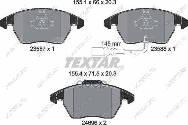 5 199 р. Колодки тормозные передние (4шт.) TEXTAR  Audi A1 (8X1 хэтчбэк 3 дв.,  8XA хэтчбэк 5 дв.,  GB хэтчбэк 5 дв.), A3 (8P1 хэтчбэк 3 дв.,  8PA хэтчбэк 5 дв.), Volkswagen Touran (1T,  2T)  с доставкой в г. Москва