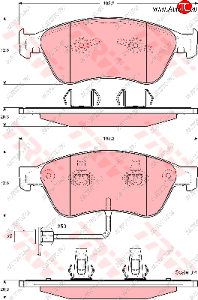 8 649 р. Колодки тормозные передние (4шт.) TRW Audi A8 D3 дорестайлинг (2002-2005)  с доставкой в г. Москва