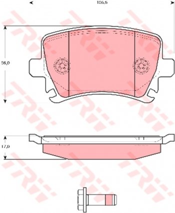 Колодки тормозные передние (4шт.) TRW Audi A3 (8LA хэтчбэк 5 дв.,  8L1 хэтчбэк 3 дв.,  8P1 хэтчбэк 3 дв.,  8PA хэтчбэк 5 дв.,  8VA хэтчбэк 5 дв.,  8VS седан,  8V1,  8Y хэтчбэк 5 дв.,  8Y седан), A6 (С4,  C4,  C5,  C6,  C7,  (C8) универсал,  (C8) седан), Skoda Octavia (Tour A4 1U5,  Tour A4 1U2,  A5,  A7,  А8,  A8), Volkswagen Golf (2,  3,  4,  5,  6,  7,  8), Touran (1T,  2T)