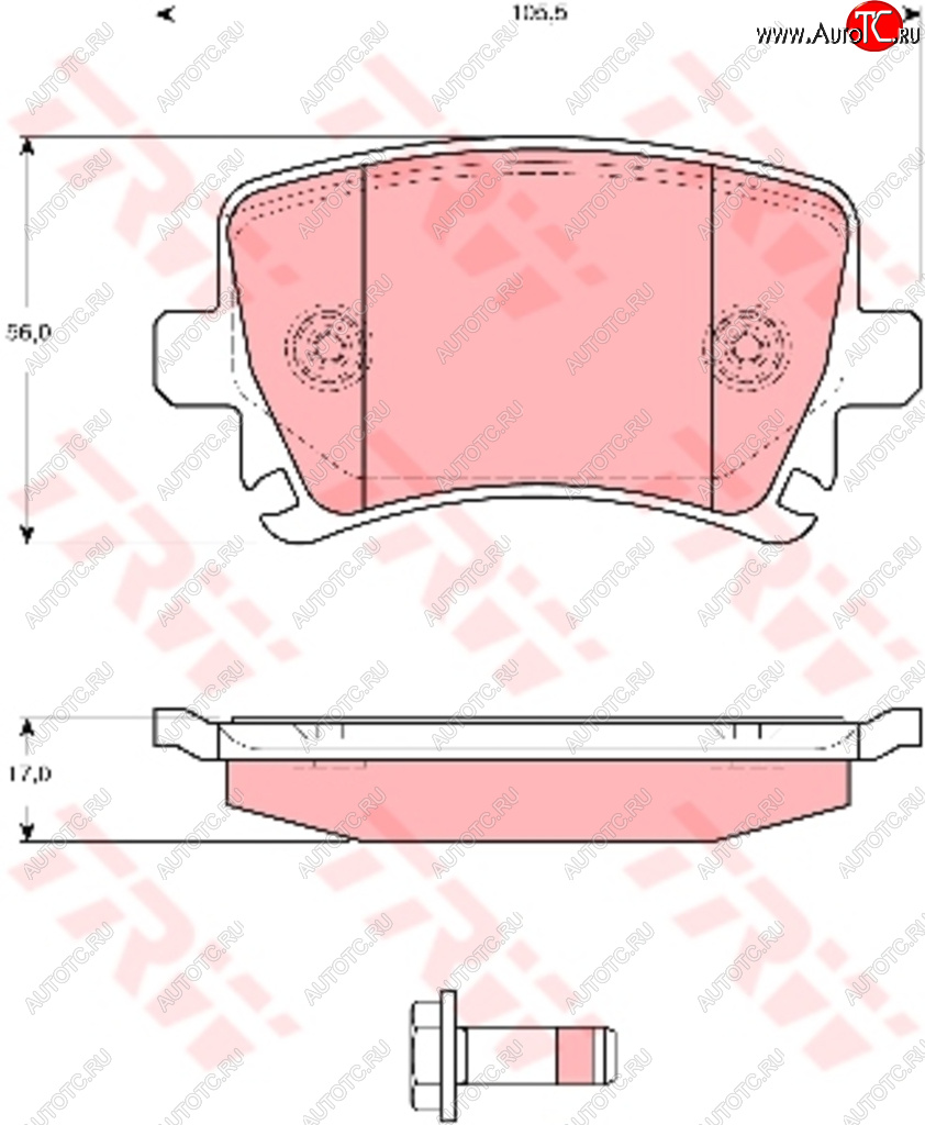 3 299 р. Колодки тормозные передние (4шт.) TRW  Audi A3 (8LA хэтчбэк 5 дв.,  8L1 хэтчбэк 3 дв.,  8P1 хэтчбэк 3 дв.,  8PA хэтчбэк 5 дв.,  8VA хэтчбэк 5 дв.,  8VS седан,  8V1,  8Y хэтчбэк 5 дв.,  8Y седан), A6 (С4,  C4,  C5,  C6,  C7,  (C8) универсал,  (C8) седан), Skoda Octavia (Tour A4 1U5,  Tour A4 1U2,  A5,  A7,  А8,  A8), Volkswagen Golf (2,  3,  4,  5,  6,  7,  8), Touran (1T,  2T)  с доставкой в г. Москва