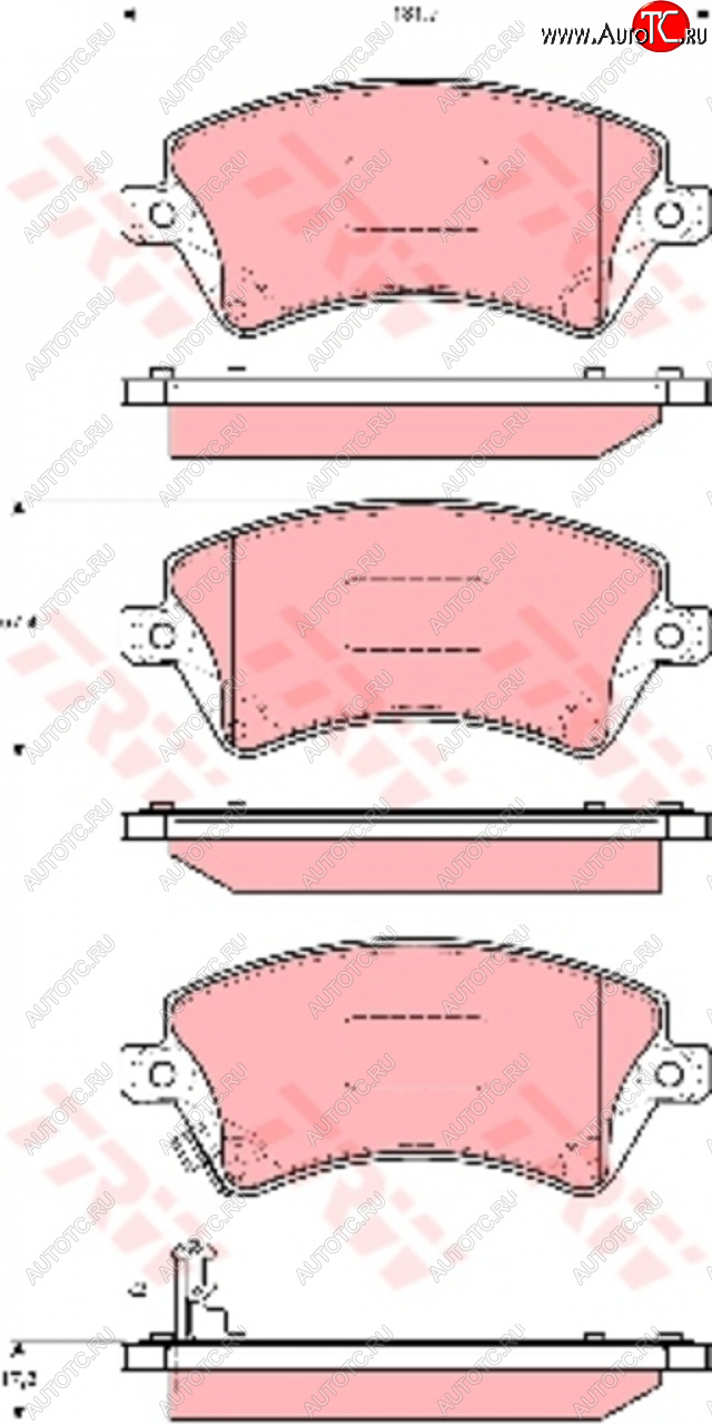 3 269 р. Колодки тормозные передние (4шт.) TRW Toyota Corolla E120 хэтчбек рестайлинг (2004-2007)  с доставкой в г. Москва