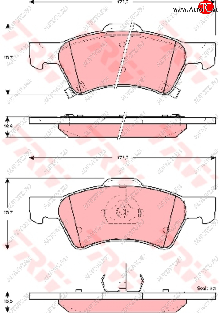 3 299 р. Колодки тормозные передние (4шт.) TRW  Chrysler Voyager  GS минивэн (1995-2000), Dodge Caravan (1996-2010)  с доставкой в г. Москва