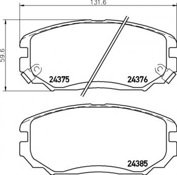 Колодки тормозные передние (4шт.) MINTEX Hyundai Sonata NF дорестайлинг (2004-2008)