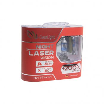 1 059 р. Лампа 12V H7 55W +200% (2шт.) Night Laser Vision CLEARLIGHT KIA Sorento BL дорестайлинг (2002-2006)  с доставкой в г. Москва. Увеличить фотографию 1