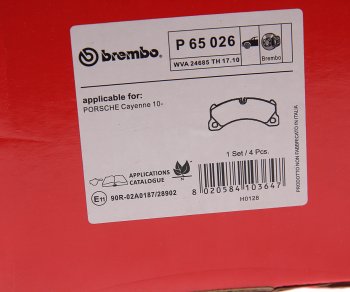 12 749 р. Колодки тормозные передние (4шт.) BREMBO Porsche Cayenne 958 (2010-2014)  с доставкой в г. Москва. Увеличить фотографию 4