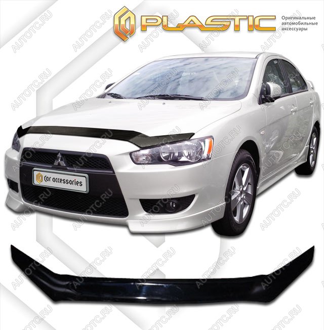 1 999 р. Дефлектор капота CA-Plastic  Mitsubishi Lancer  10 (2007-2017) седан дорестайлинг, хэтчбэк дорестайлинг, седан рестайлинг, хэтчбек 5 дв рестайлинг (Classic черный)  с доставкой в г. Москва