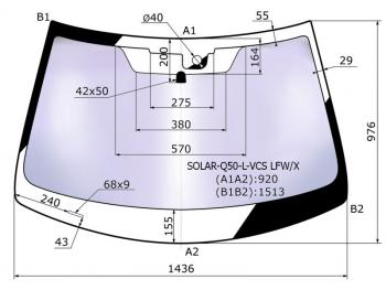 Стекло лобовое (Атермальное Датчик дождя) XYG INFINITI (Инфинити) Q50 (Ку50)  V37 (2013-2021) V37 дорестайлинг, рестайлинг