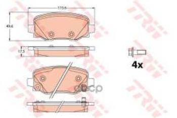 Колодки тормозные передние (4шт.) TRW Jeep (Джип) Cherokee (Чироки)  KL (2014-2017) KL дорестайлинг