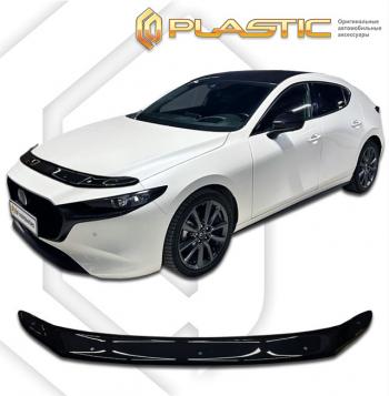 2 049 р. Дефлектор капота CA-Plastic Mazda 3/Axela BP хэтчбэк (2019-2025) (серия Classic черный)  с доставкой в г. Москва. Увеличить фотографию 2