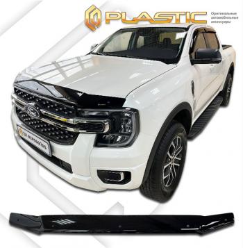 1 899 р. Дефлектор капота CA-Plastiс Ford Ranger SuperCrew (2019-2023) (серия Classic черный)  с доставкой в г. Москва. Увеличить фотографию 2