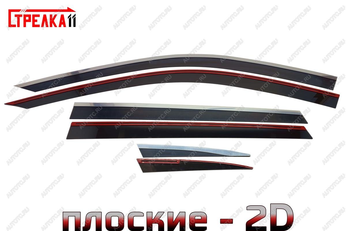 7 399 р. Дефлекторы окон 2D с хром накладками Стрелка11  Geely Monjaro (2022-2024) (черные)  с доставкой в г. Москва