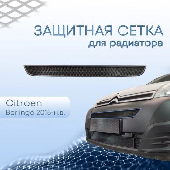 2 999 р. Защитная сетка в бампер (низ, ячейка 3х7 мм) Alfeco Стандарт  CITROEN Berlingo  B9 (2015-2022) рестайлинг (Чёрная)  с доставкой в г. Москва. Увеличить фотографию 3