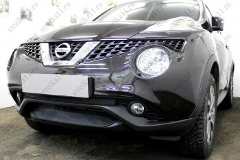 2 659 р. Защита радиатора (середина) Стрелка11 Стандарт  Nissan Juke  1 YF15 (2014-2020) рестайлинг (черная)  с доставкой в г. Москва. Увеличить фотографию 2