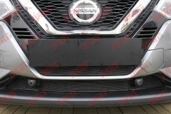 3 799 р. Защита радиатора (низ 2 части) Стрелка11 Стандарт  Nissan Qashqai  2 (2017-2022) J11 рестайлинг (черная)  с доставкой в г. Москва. Увеличить фотографию 1