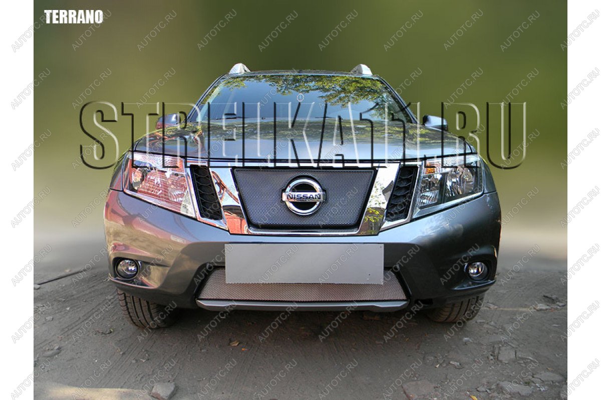 3 279 р. Защита радиатора (верх) Стрелка11 Стандарт  Nissan Terrano  D10 (2013-2016) дорестайлинг (черная)  с доставкой в г. Москва