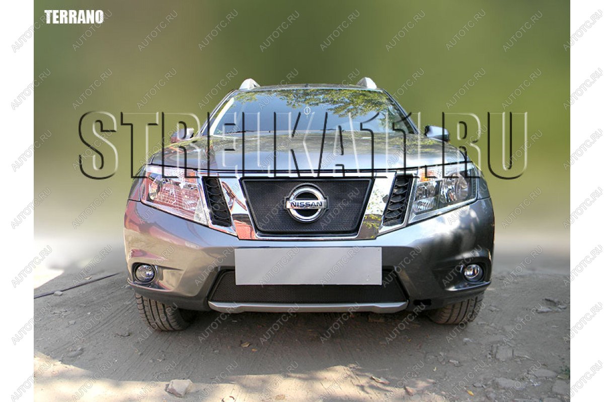 3 099 р. Защита радиатора (низ) Стрелка11 Стандарт Nissan Terrano D10 дорестайлинг (2013-2016) (черная)  с доставкой в г. Москва