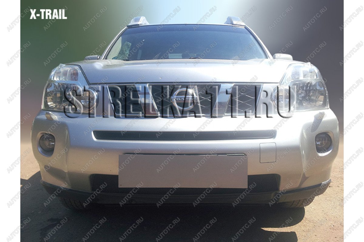 3 399 р. Защита радиатора (низ) Стрелка11 Стандарт  Nissan X-trail  2 T31 (2007-2011) дорестайлинг (черная)  с доставкой в г. Москва