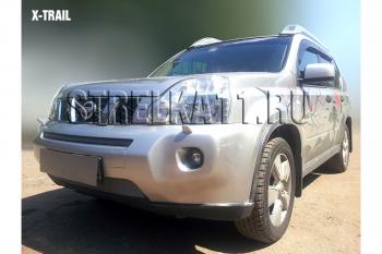 3 589 р. Защита радиатора (низ) Стрелка11 Стандарт  Nissan X-trail  2 T31 (2007-2011) дорестайлинг (хром)  с доставкой в г. Москва. Увеличить фотографию 2