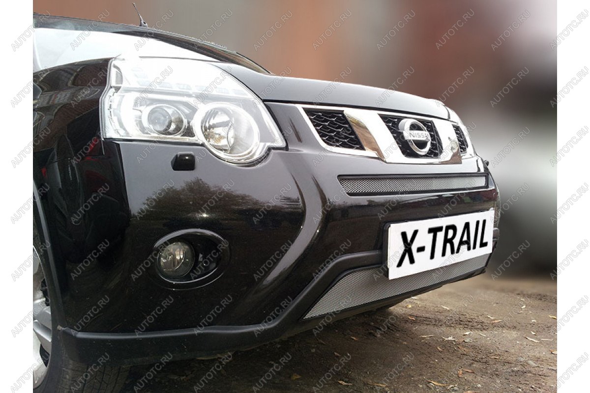 3 589 р. Защита радиатора (низ) Стрелка11 Стандарт  Nissan X-trail  2 T31 (2010-2015) рестайлинг (хром)  с доставкой в г. Москва