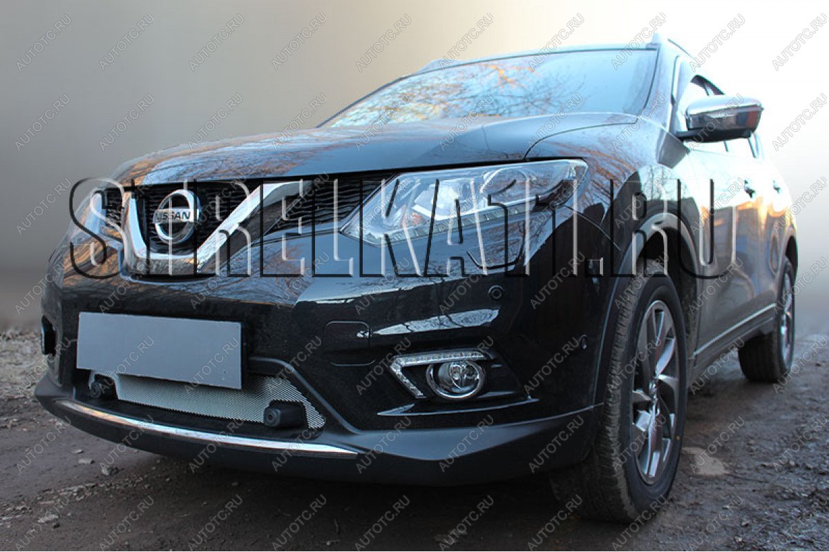 4 299 р. Защита радиатора (с парктроником низ) Стрелка11 Стандарт  Nissan X-trail  3 T32 (2013-2018) дорестайлинг (хром)  с доставкой в г. Москва