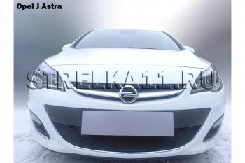 3 099 р. Защита радиатора Стрелка11 Стандарт  Opel Astra  J (2012-2017) седан рестайлинг, универсал рестайлинг, хэтчбек 5 дв.  рестайлинг (черная)  с доставкой в г. Москва. Увеличить фотографию 2