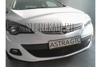 2 999 р. Защита радиатора Стрелка11 Стандарт Opel Astra J GTC (2011-2018) (черная)  с доставкой в г. Москва. Увеличить фотографию 1