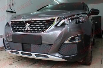 5 299 р. Защита радиатора (низ, середина 5 частей) Стрелка11 Стандарт Peugeot 3008 2 (2016-2024) (черные)  с доставкой в г. Москва. Увеличить фотографию 3