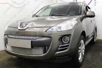 3 299 р. Защита радиатора (низ) Стрелка11 Стандарт  Peugeot 4007 (2007-2012) (хром)  с доставкой в г. Москва. Увеличить фотографию 2