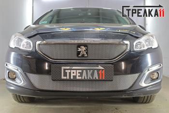 3 179 р. Защита радиатора (верх) Стрелка11 Стандарт  Peugeot 408 (2015-2022) рестайлинг (хром)  с доставкой в г. Москва. Увеличить фотографию 2