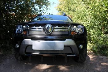 2 689 р. Защита радиатора (верх) Стрелка11 Стандарт  Renault Duster  HS (2015-2021) рестайлинг (хром)  с доставкой в г. Москва. Увеличить фотографию 3