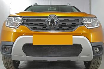 3 599 р. Защита радиатора (верх, 4 части) Стрелка11 Стандарт Renault Duster HM (2020-2024) (черная)  с доставкой в г. Москва. Увеличить фотографию 3