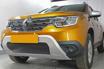 3 599 р. Защита радиатора (верх, 4 части) Стрелка11 Стандарт Renault Duster HM (2020-2024) (черная)  с доставкой в г. Москва. Увеличить фотографию 2