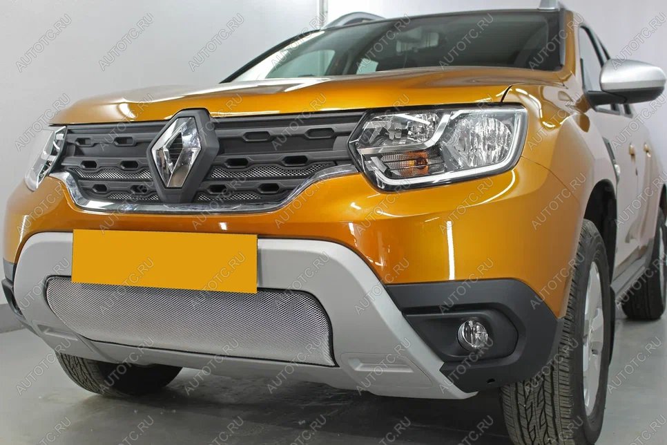 4 549 р. Защита радиатора (верх, 4 части) Стрелка11 Стандарт  Renault Duster  HM (2021-2024) рестайлинг (хром)  с доставкой в г. Москва