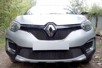 3 299 р. Защита радиатора (верх) Стрелка11 Стандарт Renault Kaptur дорестайлинг (2016-2020) (черная)  с доставкой в г. Москва. Увеличить фотографию 2