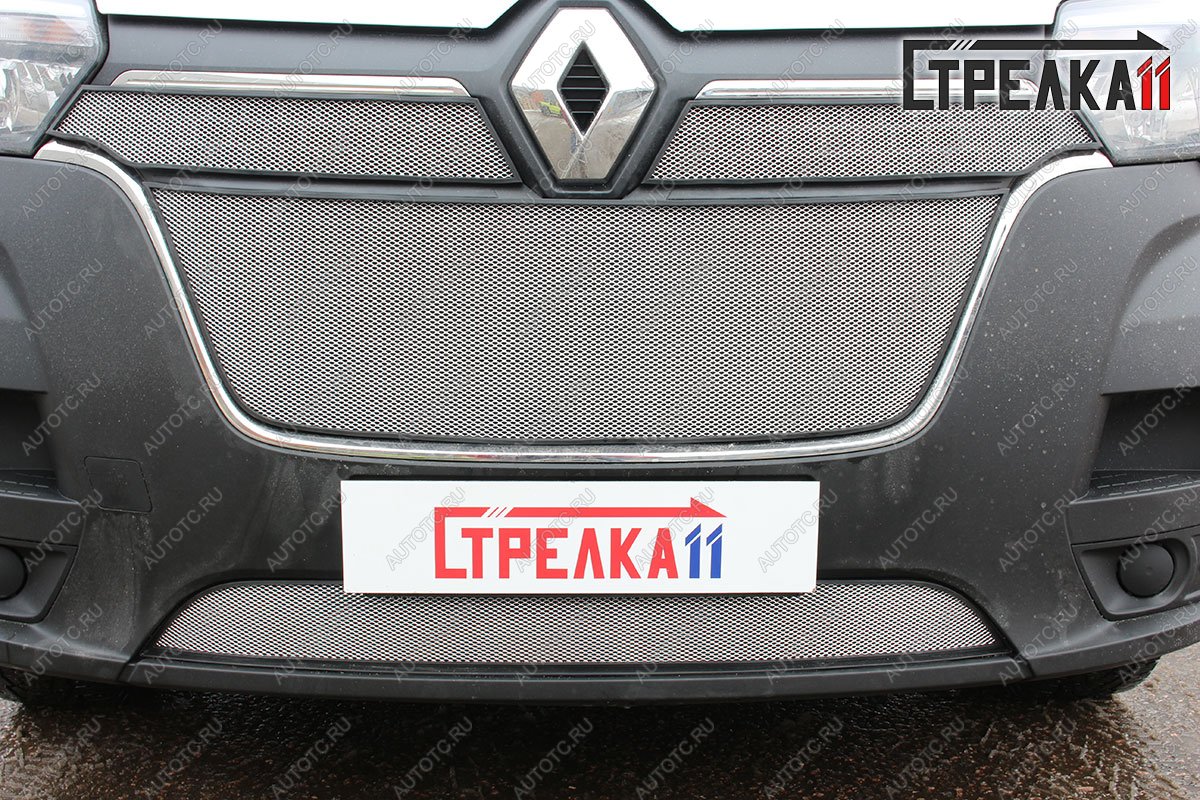 9 799 р. Защита радиатора (4 части) Стандарт  Renault Master  FV,JV (2019-2024) фургон 2-ой рестайлинг (хром)  с доставкой в г. Москва