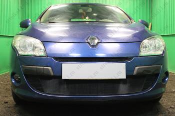 2 099 р. Защита радиатора (верх) Стандарт  Renault Megane  седан (2008-2012)  дорестайлинг (черная)  с доставкой в г. Москва. Увеличить фотографию 2