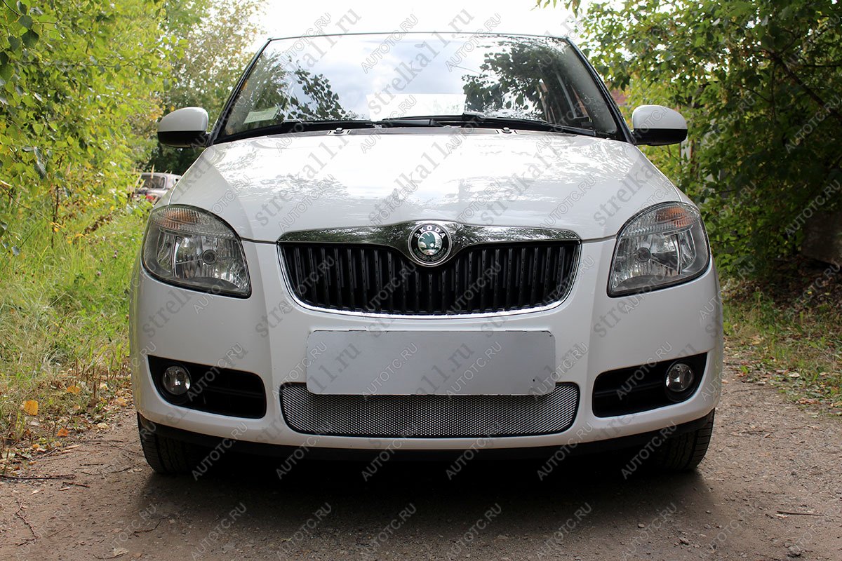 2 799 р. Защита радиатора Стрелка11 Стандарт  Skoda Fabia  Mk2 (2007-2010) универсал дорестайлинг, хэтчбэк дорестайлинг (хром)  с доставкой в г. Москва