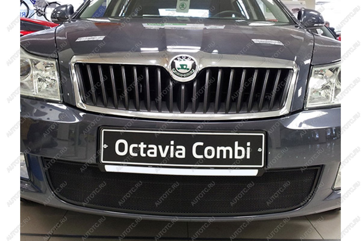 3 399 р. Защита радиатора Стрелка11 Стандарт  Skoda Octavia  A5 (2008-2013) лифтбэк рестайлинг, рестайлинг универсал (черная)  с доставкой в г. Москва