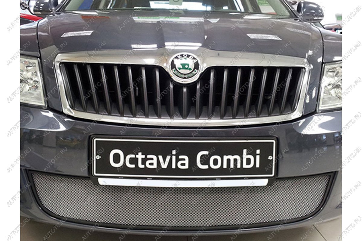 2 999 р. Защита радиатора Стрелка11 Стандарт  Skoda Octavia  A5 (2008-2013) лифтбэк рестайлинг, рестайлинг универсал (хром)  с доставкой в г. Москва