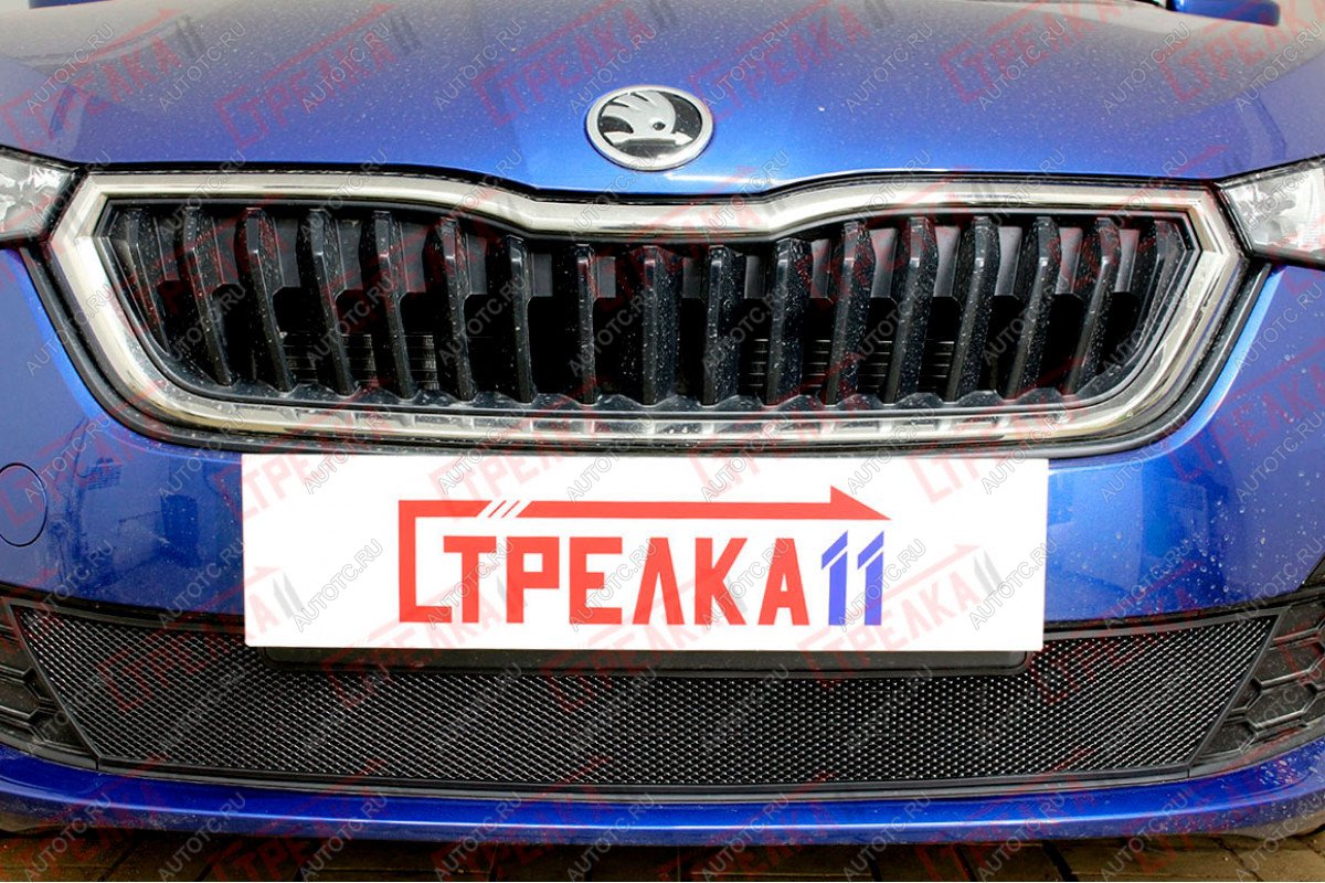 3 179 р. Защита радиатора (низ) Стрелка11 Стандарт  Skoda Rapid  MK2 (2019-2024) (черная)  с доставкой в г. Москва