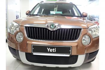 2 899 р. Защита радиатора Стрелка11 Стандарт  Skoda Yeti (2009-2013) (черная)  с доставкой в г. Москва. Увеличить фотографию 2